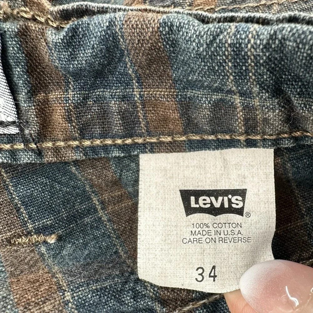 Vintage Levi's Silver Tab Loose Shorts Mens Size 34 Plaid Denim Cotton 90s USA